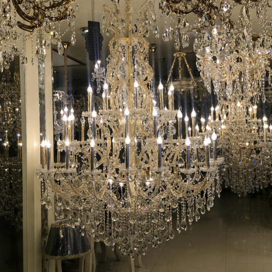 Oversized Multi-Tier Clip-On Crystal Candle Chandelier