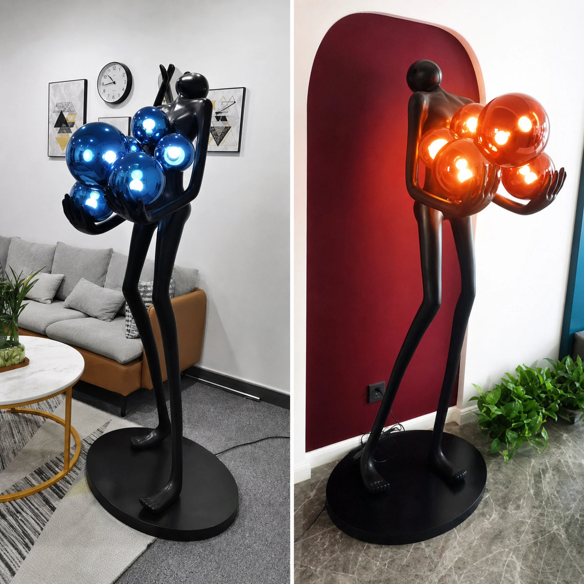 F9101 Bending Figure Holding Spheres Sculpture