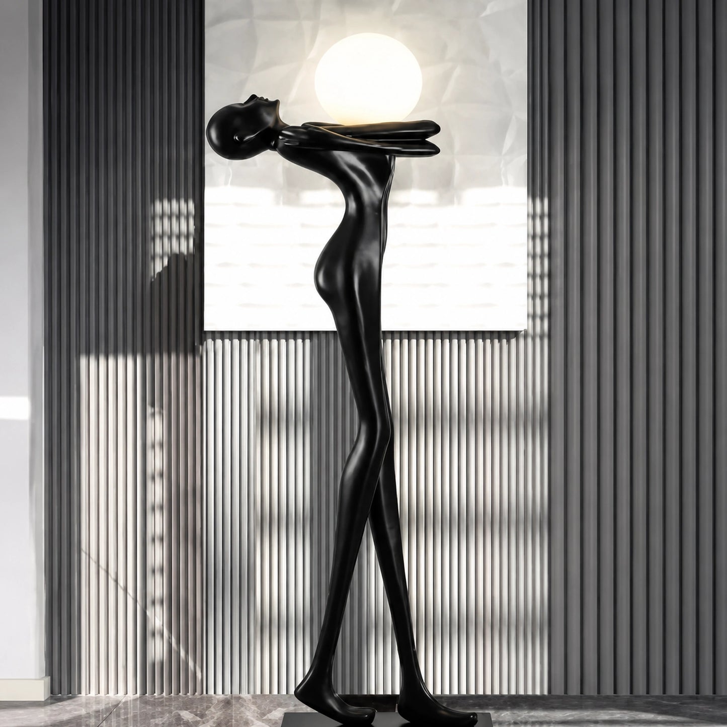 F9107 Figure Holding Globe Sculpture Floor Lamp