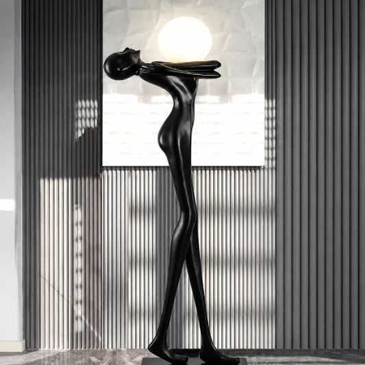 F9107 Figure Holding Globe Sculpture Floor Lamp