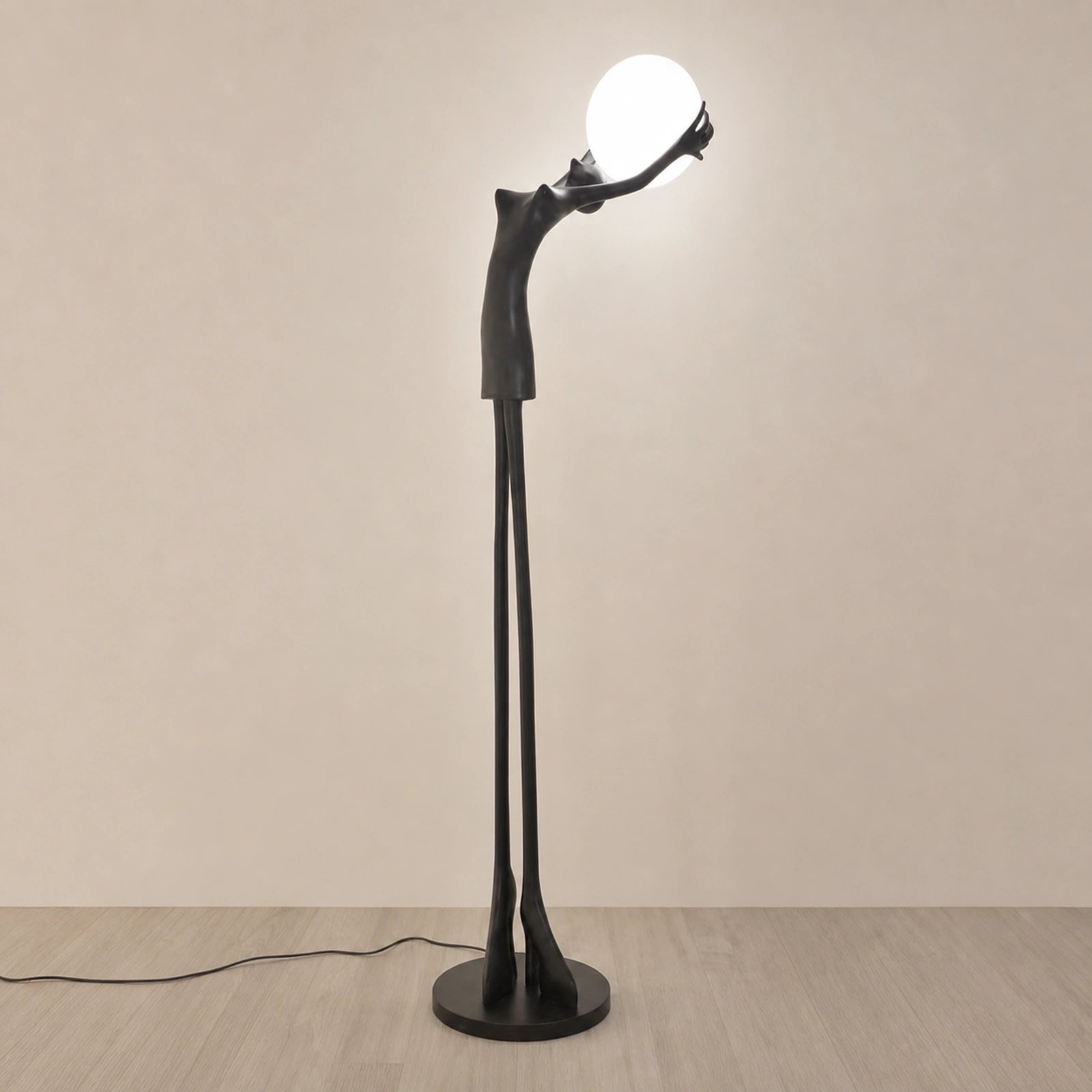 F9116 Tall Figure Holding Globe Sculpture Floor Lamp