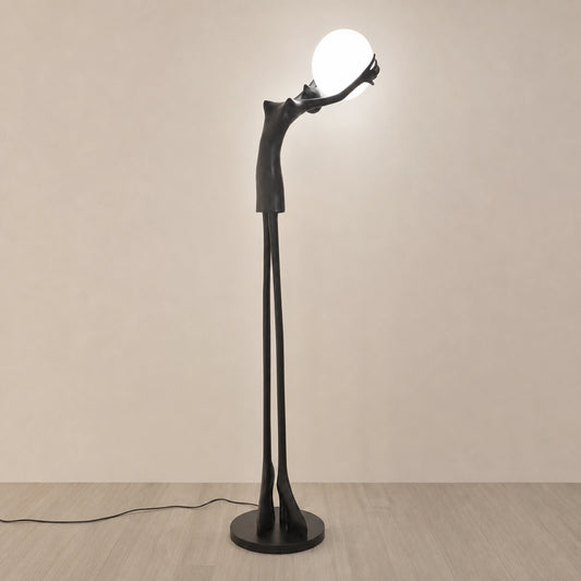 F9116 Tall Figure Holding Globe Sculpture Floor Lamp