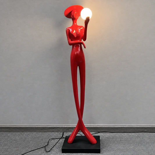 F9120 Tall Figure Holding a Globe Floor Lamp