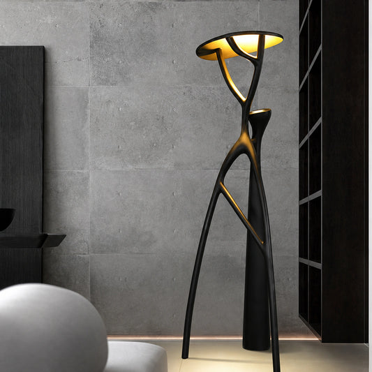 F9178 Black and Gold Abstract Figure Floor Lamp