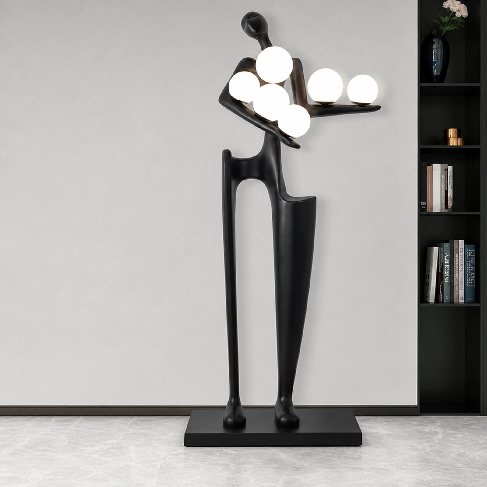 F9194 Black Two-Figure Globe Floor Lamp