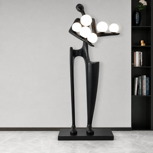 F9194 Black Two-Figure Globe Floor Lamp