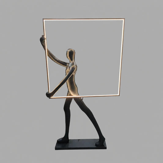 F9196 Figure Holding Illuminated Square Frame Floor Lamp