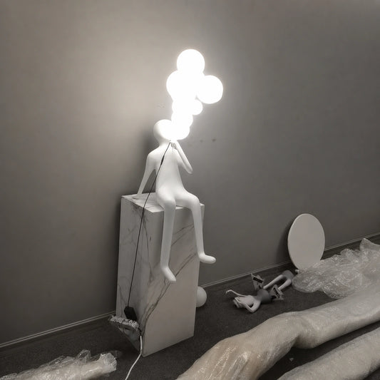F9202 Seated Abstract Figure Acrylic Globe LED Sculpture Light