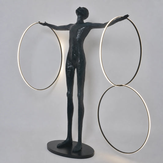 F9204 Figure with Three LED Rings Sculpture Light