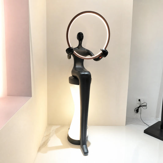 F9208 Figure Holding Illuminated Ring LED Sculpture Light