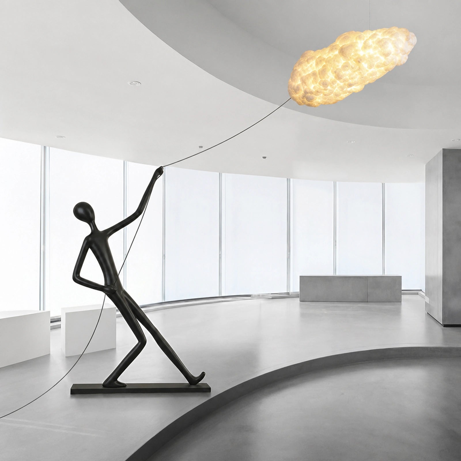 F9211 Figure Supporting Cloud Sculpture Floor Lamp