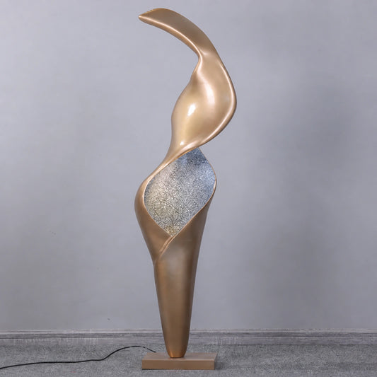 Gold Abstract Leaf Flame-Shaped Uplight Floor Lamp