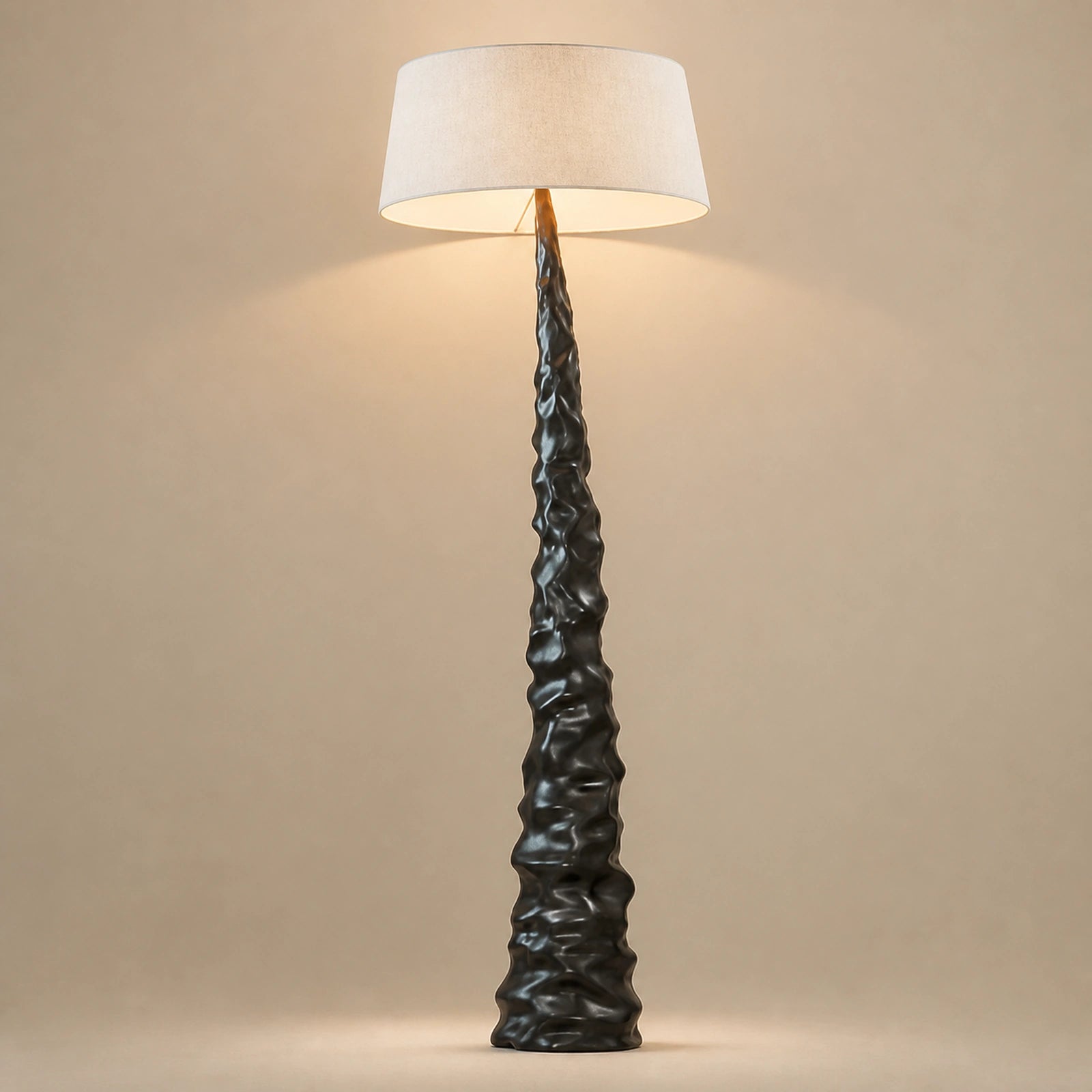 Black Conical Tower Sculpture Floor Lamp