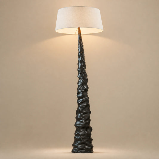 Black Conical Tower Sculpture Floor Lamp