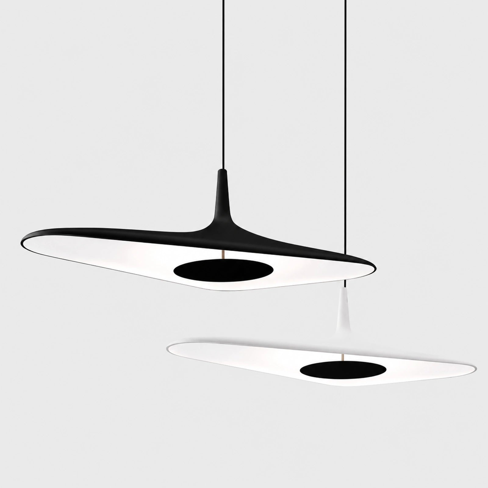 Black and White Flat Disc Pendant Light