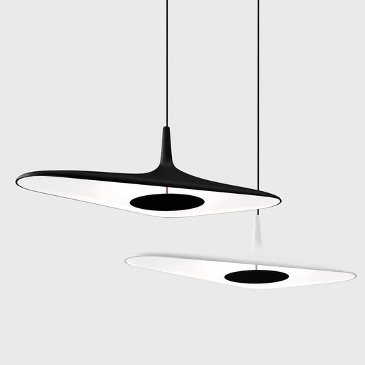 Black and White Flat Disc Pendant Light
