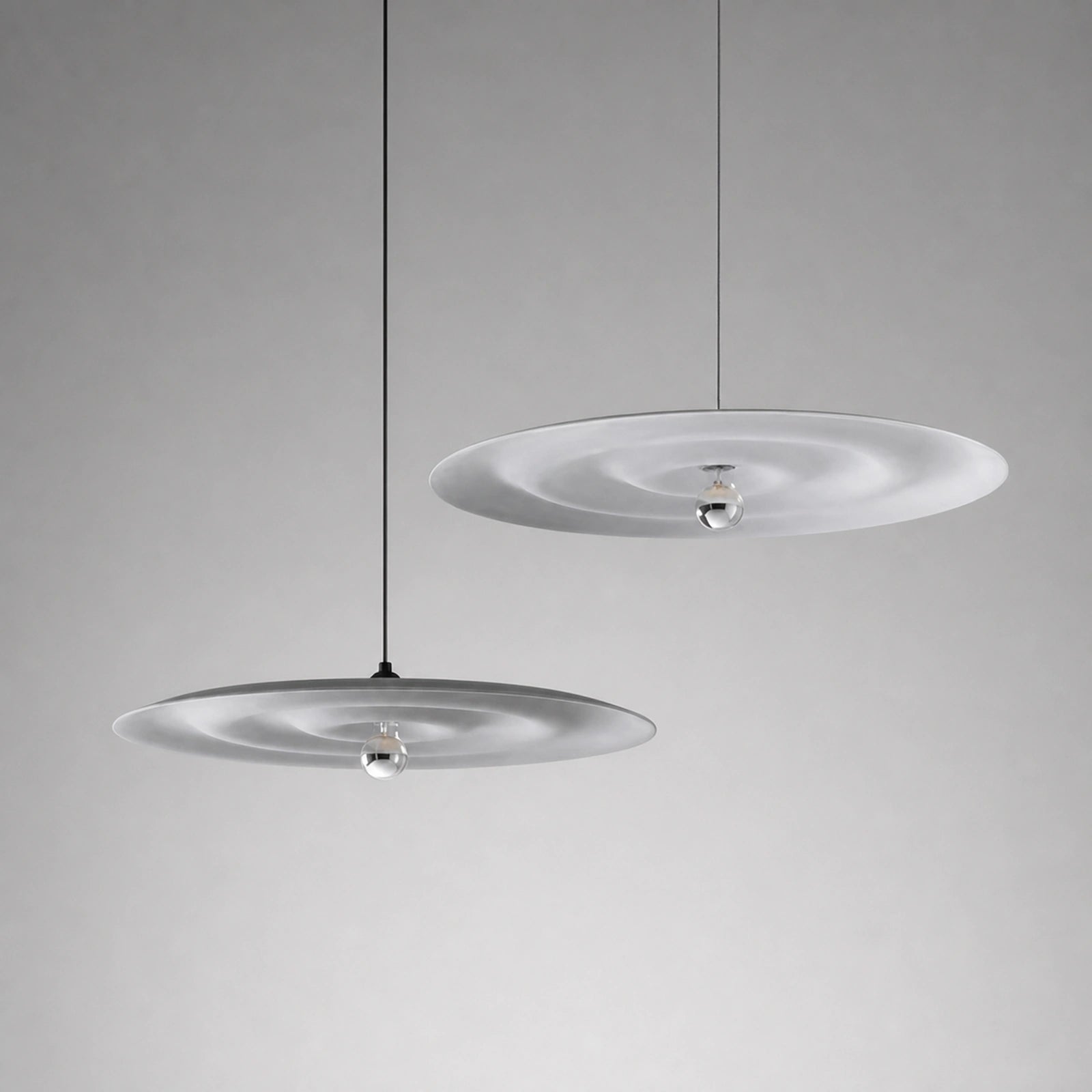 Gray and White Disc Pendant Light