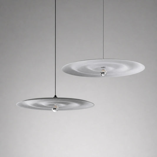 Gray and White Disc Pendant Light