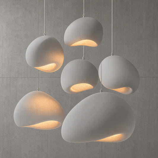 White Irregular Pebble Pendant Light Collection