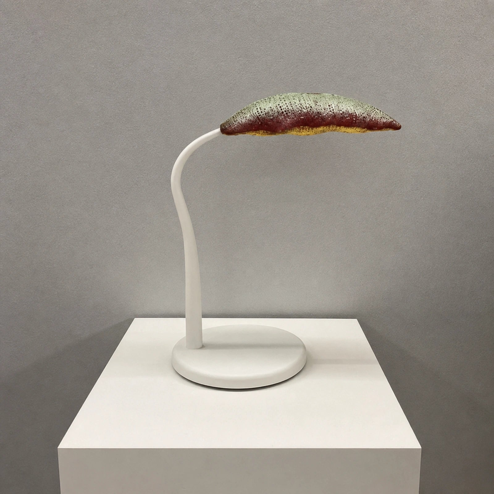 Green and Burgundy Curved Leaf Lamp