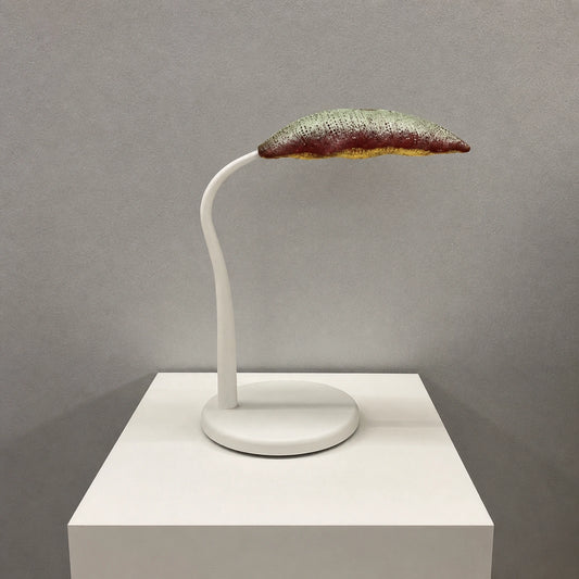 Green and Burgundy Curved Leaf Lamp