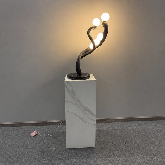 Black Intertwined Couple Five-Globe Sculpture Lamp