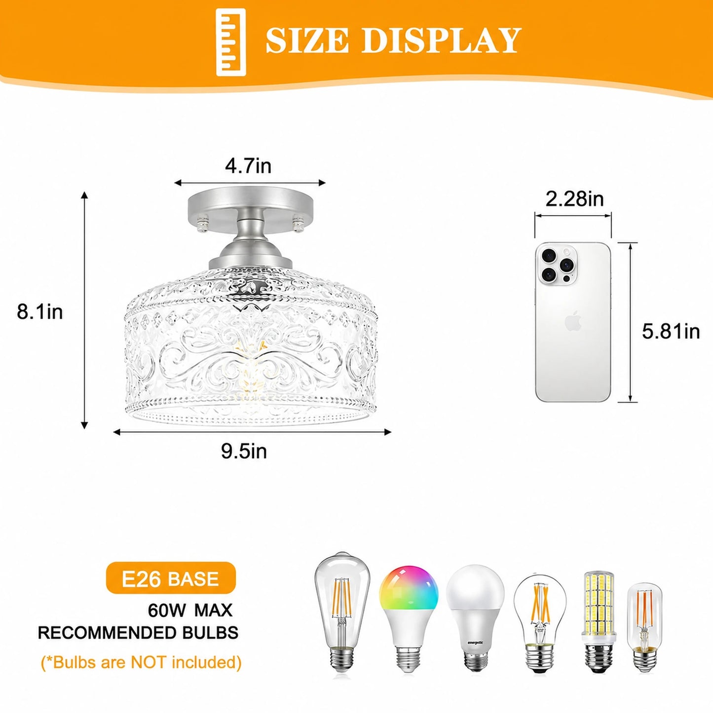 Small Treasure Bowl Floral-Patterned Glass Shade Ceiling Light