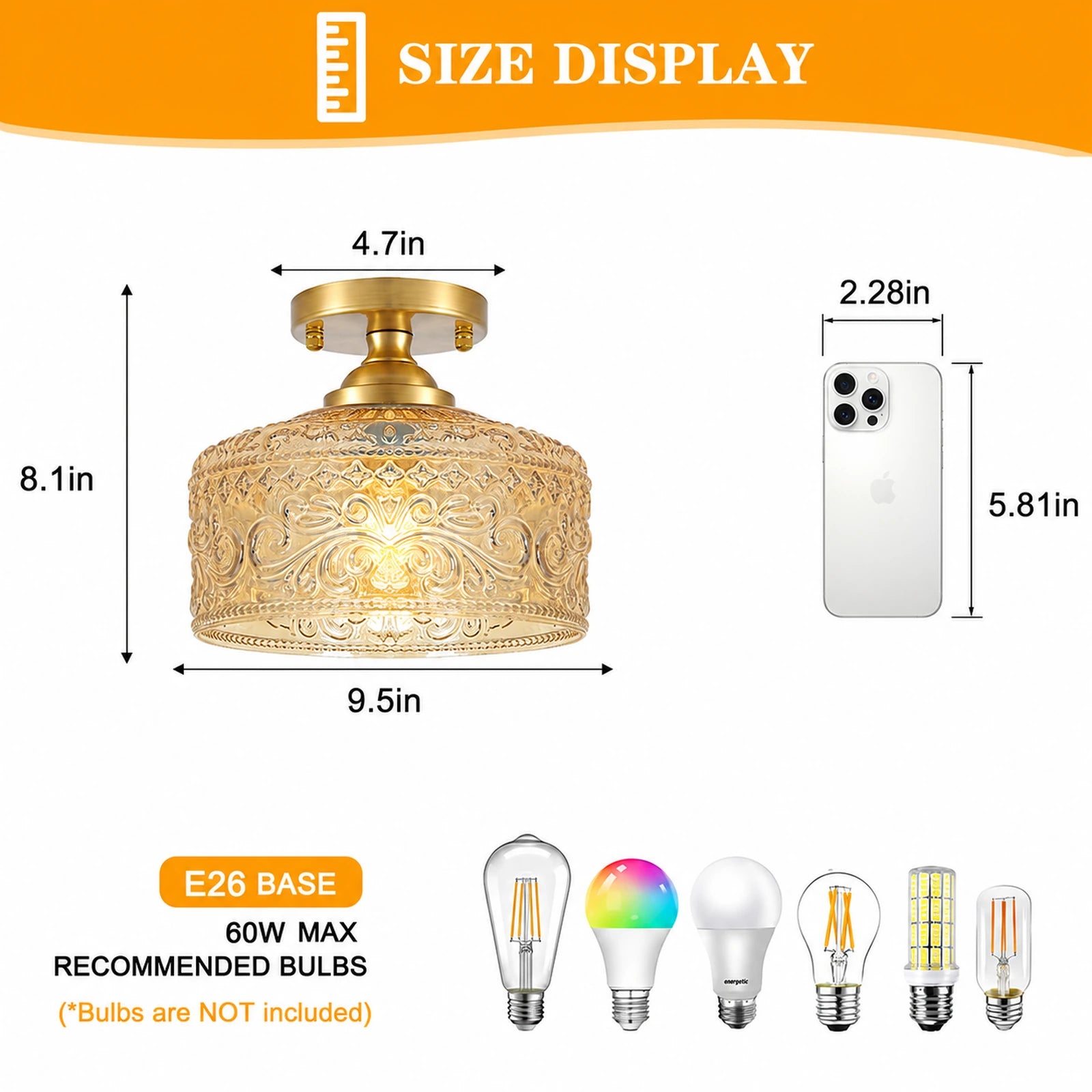 Small Treasure Bowl Floral-Patterned Glass Shade Ceiling Light