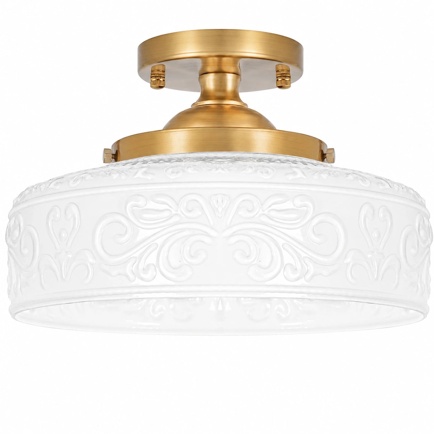 Large Bowl-Shaped Patterned Glass Ceiling Light