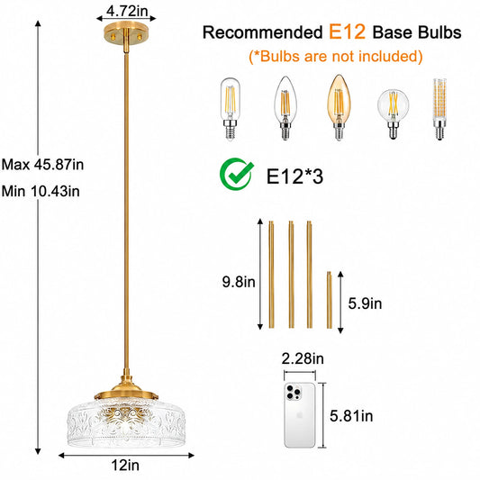 Large Clear Glass Bowl Pendant Light