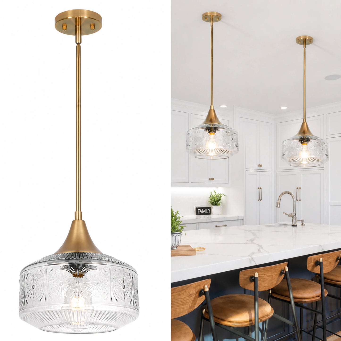 Single-Light Sunflower Glass Shade Pendant Light