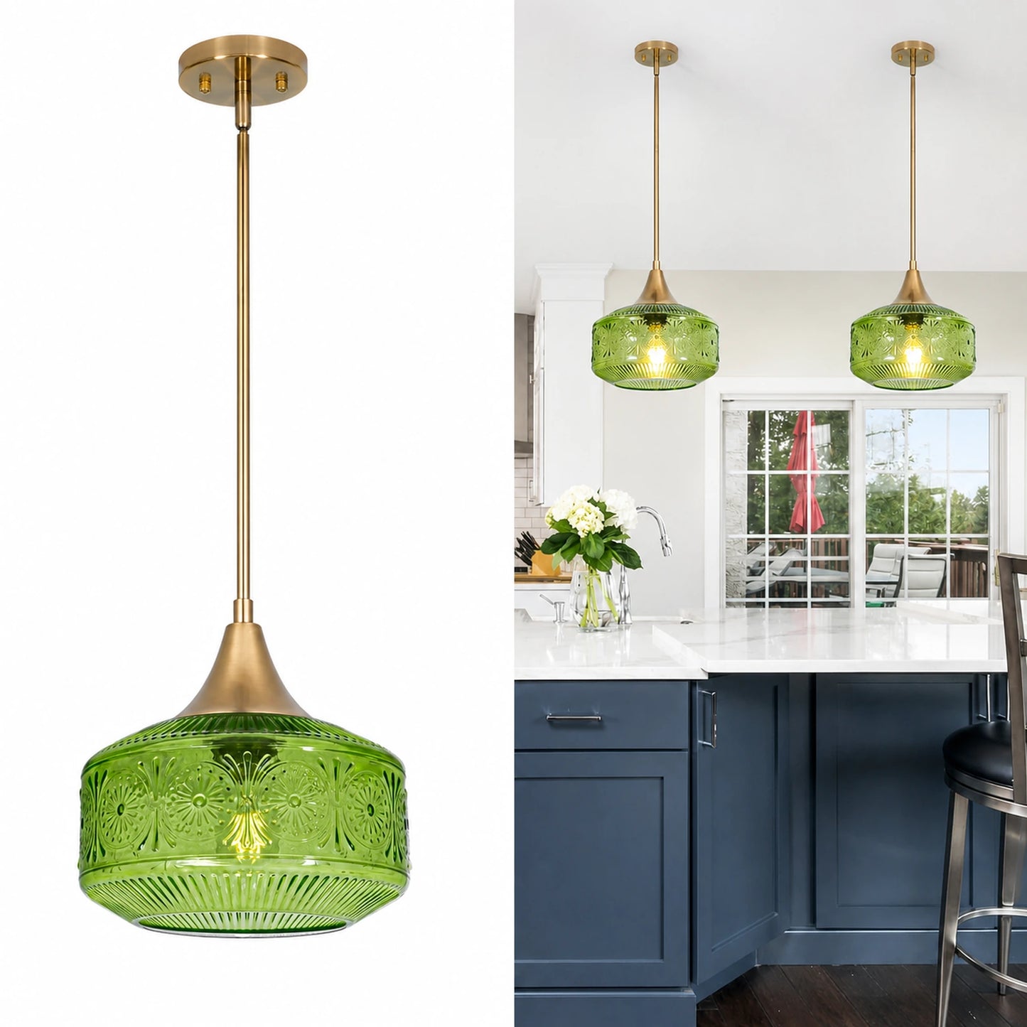 Single-Light Sunflower Glass Shade Pendant Light