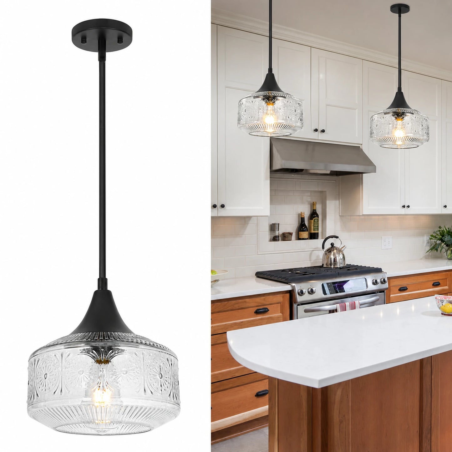 Single-Light Sunflower Glass Shade Pendant Light