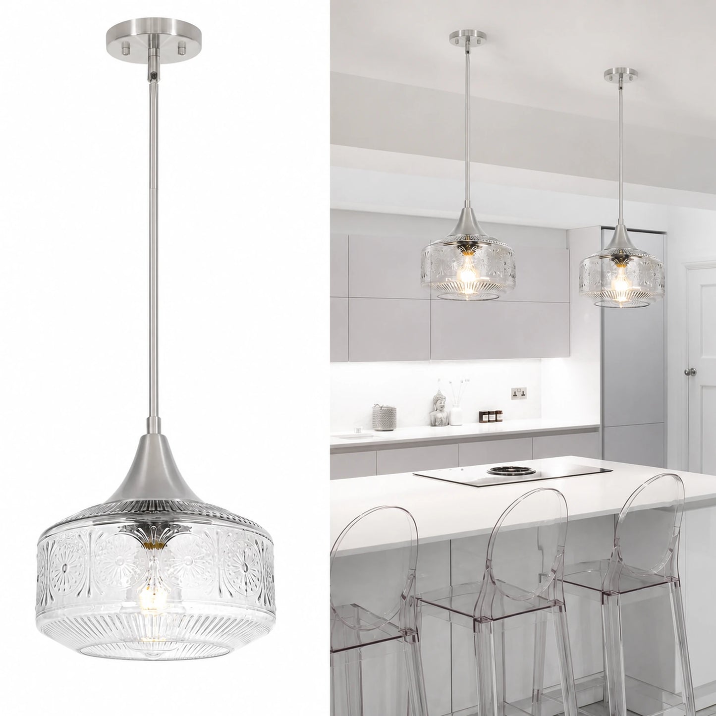 Single-Light Sunflower Glass Shade Pendant Light