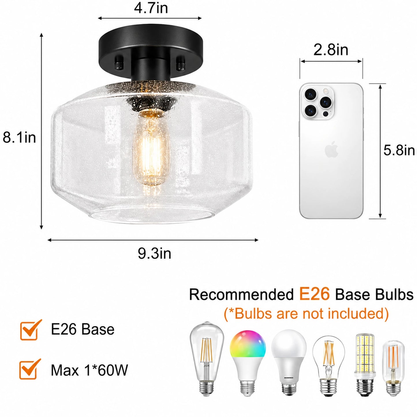 Sunflower-Patterned Clear Glass Ceiling Light