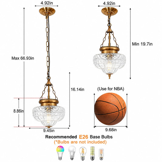 Lotus Clear Glass Bowl Pendant Light
