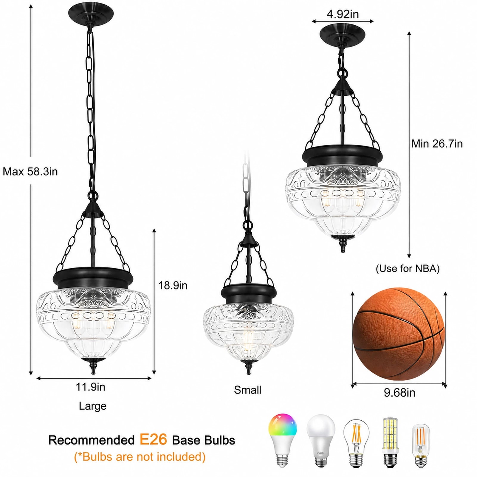 Lotus Clear Glass Bowl Pendant Light