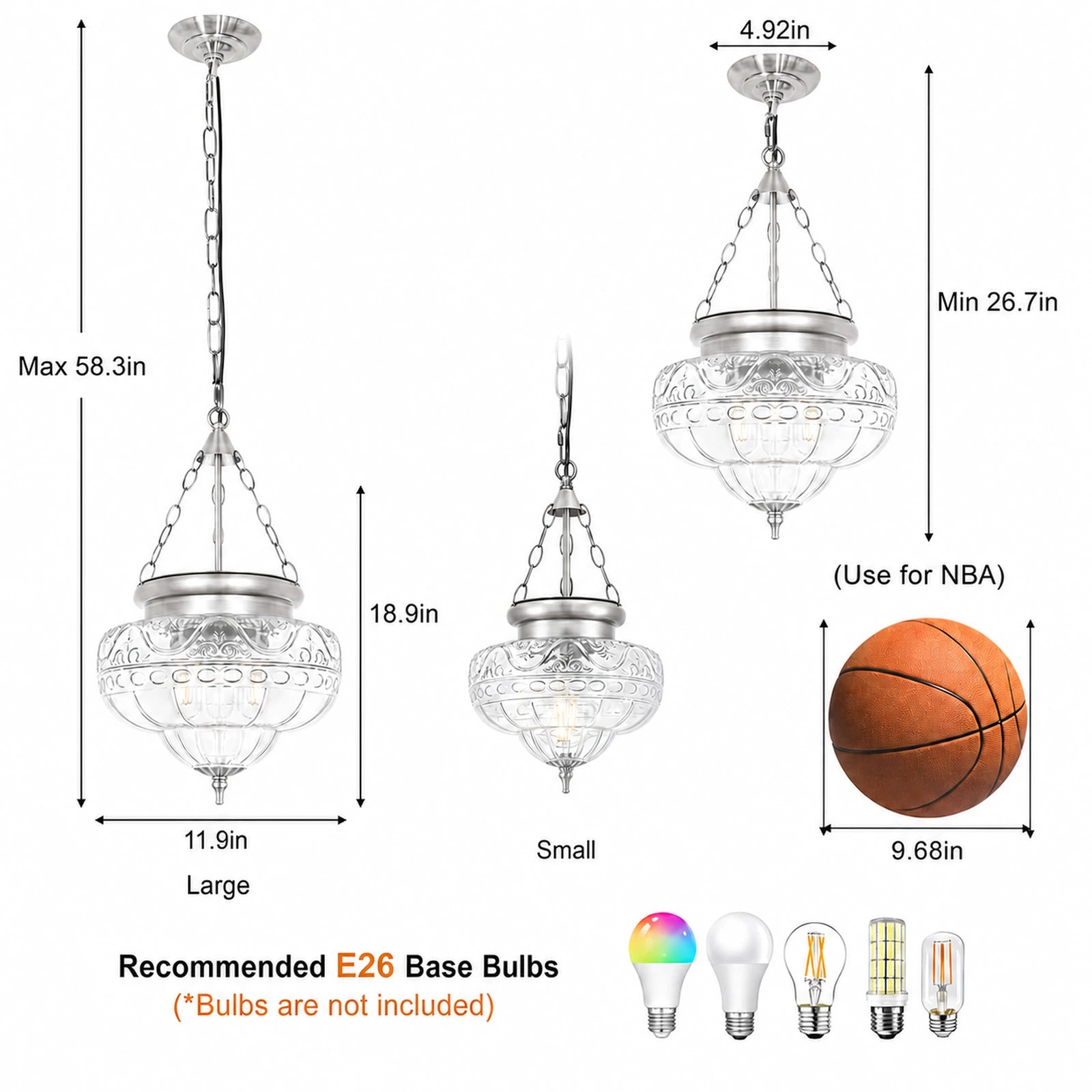 Lotus Clear Glass Bowl Pendant Light