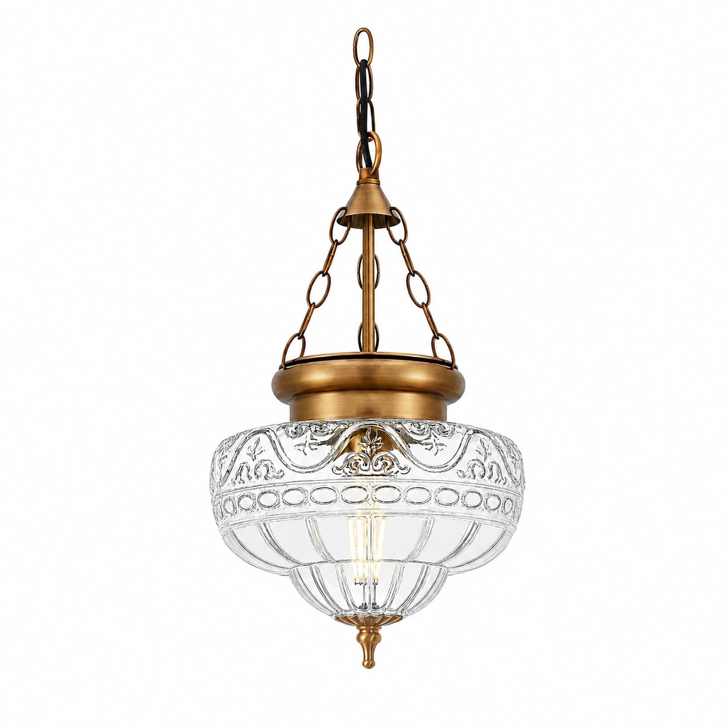 Lotus Clear Glass Bowl Pendant Light