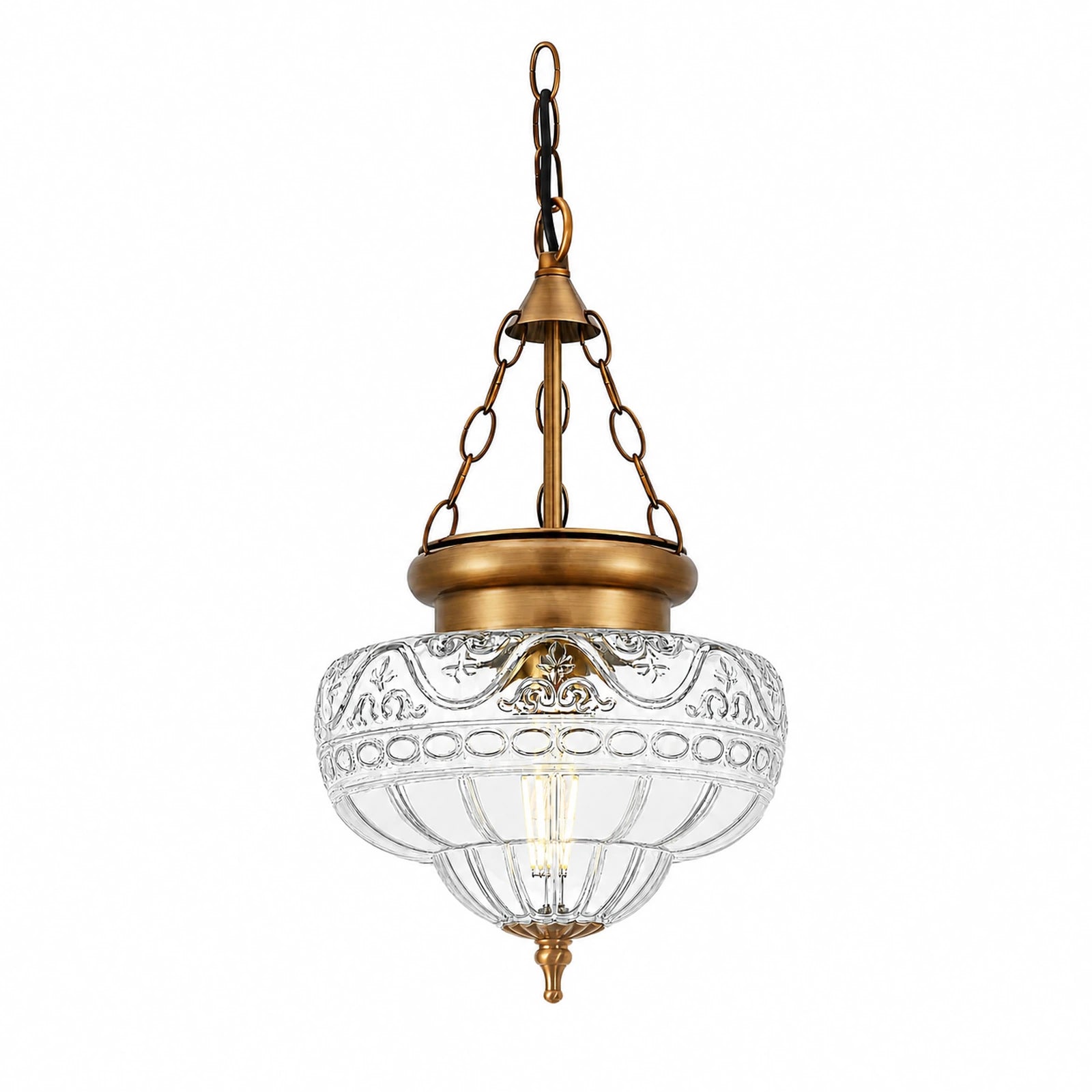 Lotus Clear Glass Bowl Pendant Light