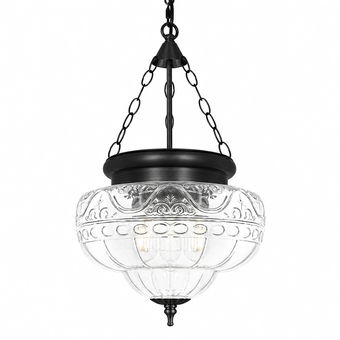 Lotus Clear Glass Bowl Pendant Light