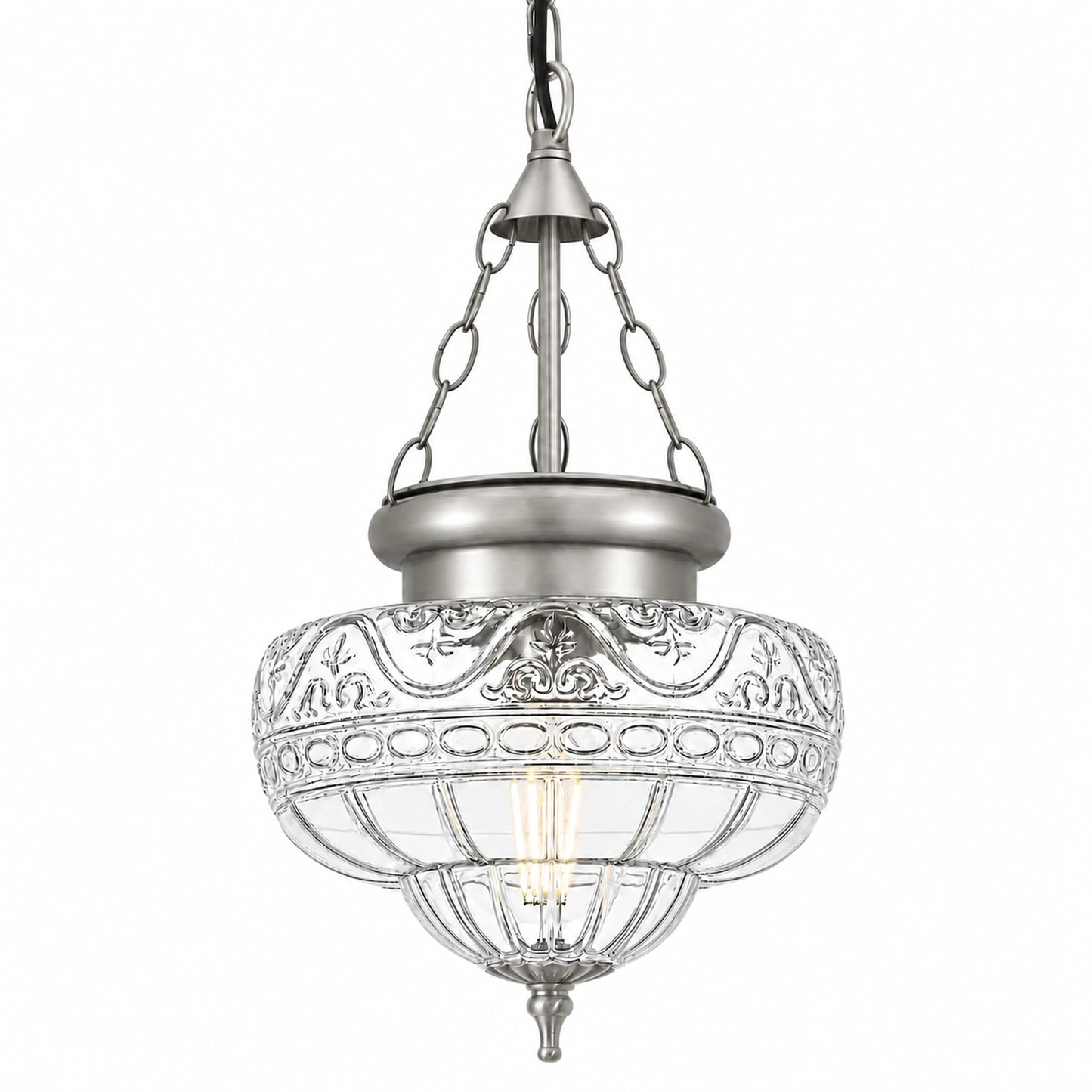 Lotus Clear Glass Bowl Pendant Light
