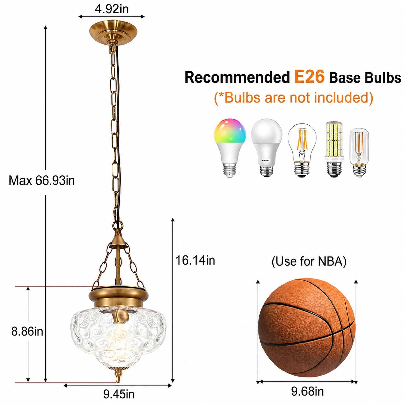 Lotus Clear Hammered Glass Pendant Light