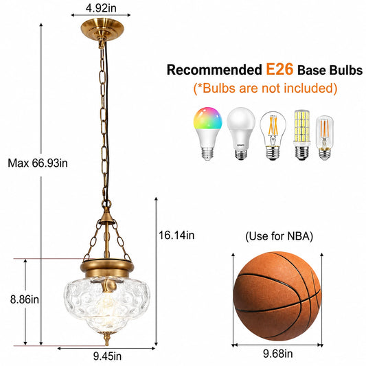 Lotus Clear Hammered Glass Pendant Light