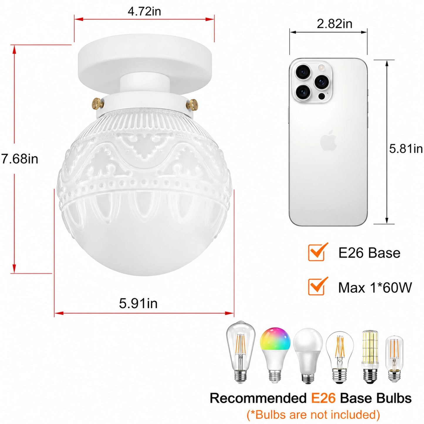 Wheat-Ear Patterned Glass Shade 1-Light Flush Mount Ceiling Light