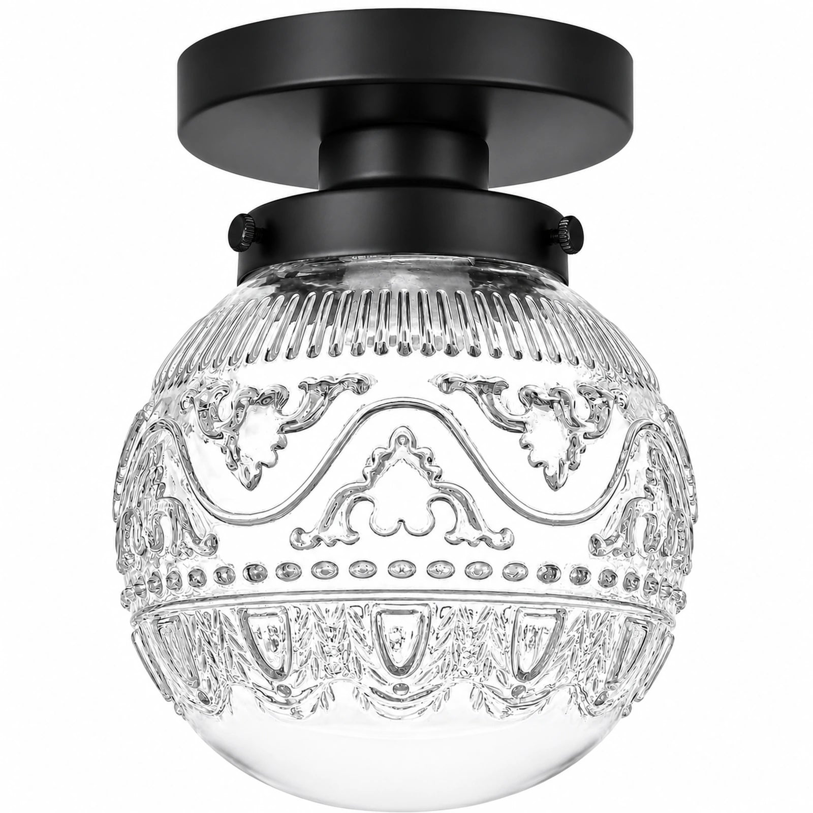 Wheat-Ear Patterned Glass Shade 1-Light Flush Mount Ceiling Light