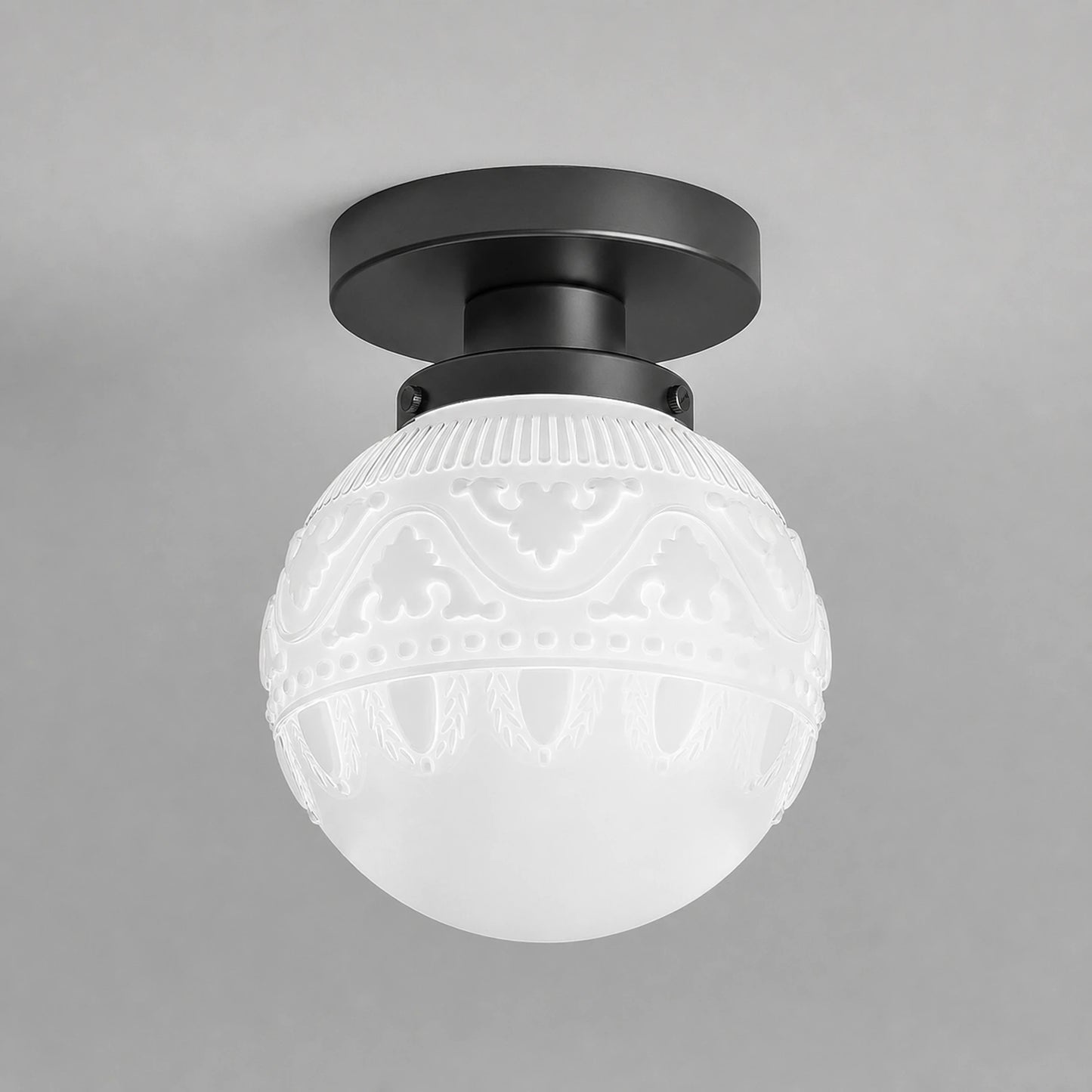 Wheat-Ear Patterned Glass Shade 1-Light Flush Mount Ceiling Light