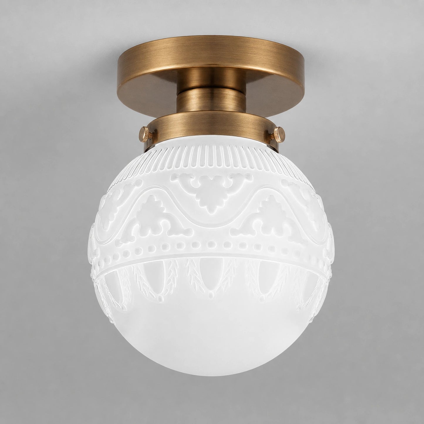 Wheat-Ear Patterned Glass Shade 1-Light Flush Mount Ceiling Light