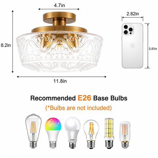 3-Light Wheat-Ear Clear Glass Ceiling Light