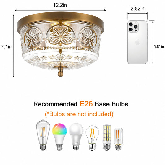 Butterfly Motif Glass Shade Ceiling Light